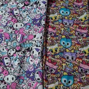 LOT OF 2 TOKIDOKI NEON STAR INFINITY SCARVES 20" Wide Anime Cartoon Colorful
